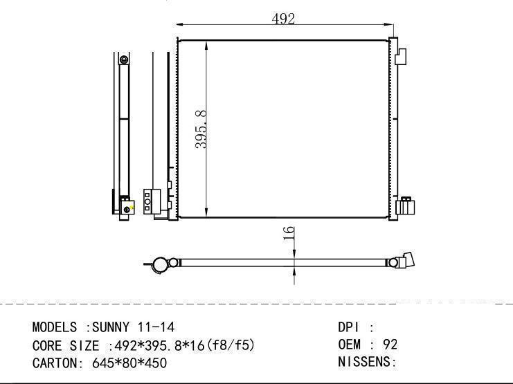 92100-1HC3A Condenser for NISSAN SUNNY 11-14