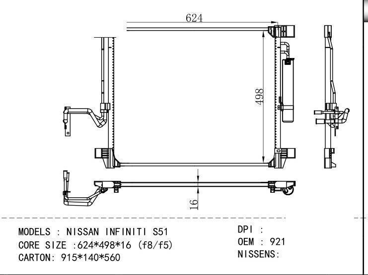 92100-1BA0A Condenser for NISSAN NISSAN INFINIT I S51