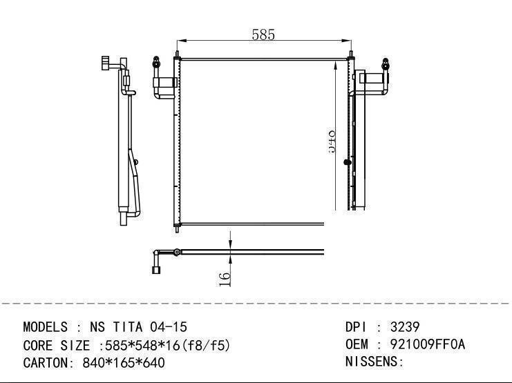 921009FF0A Condenser for NISSAN NS TITA 04-15