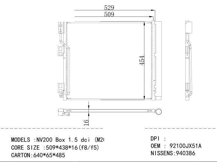92100JX51A Condenser for NISSAN NV200 Box 1.5 dci (M20,M20M)11