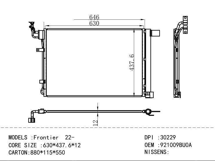 921009BU0A Condenser for NISSAN Front ier 22