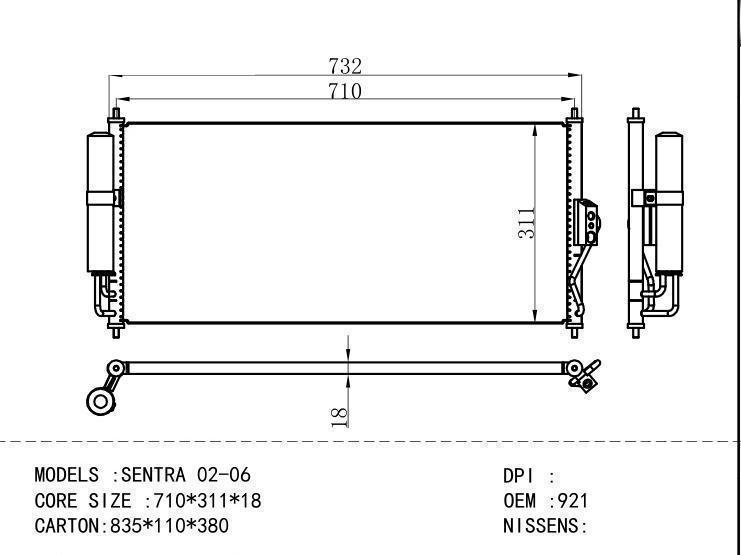 921104Z010 Condenser for NISSAN SENTRA 02-06