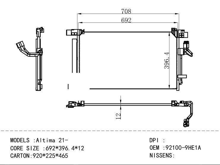92100-9HE1A Condenser for NISSAN Alt ima 21