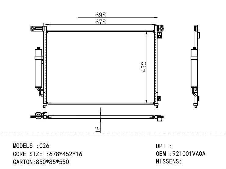 921001VA0A Condenser for NISSAN C26