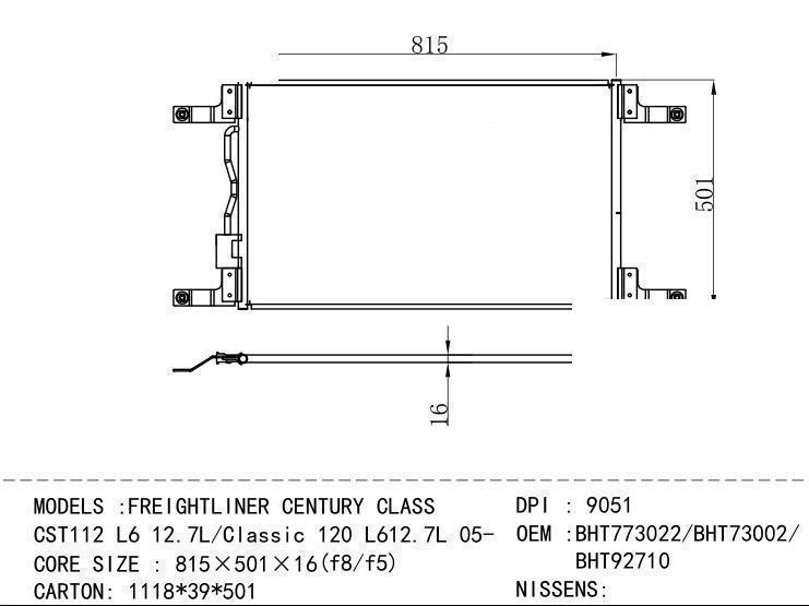 BHT 773022/ BHT 73002/ BHT 92710 Condenser for NORTH AMERICA FREIGHTLINER CENTURY