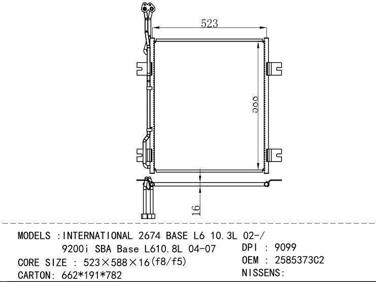 25853 73C2 Condenser for NORTH AMERICA INTERNATIONAL 2674 BASE L6 10.3L 02-/ 9200