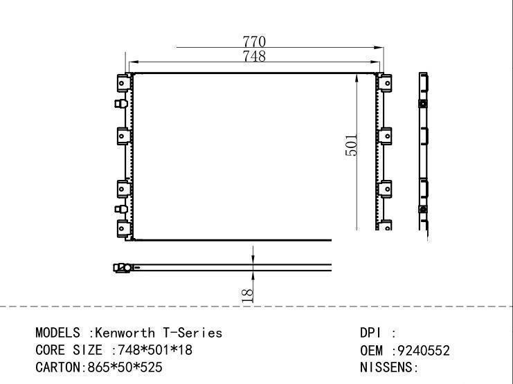 9240552 Condenser for NORTH AMERICA Kenworth T-Ser ies