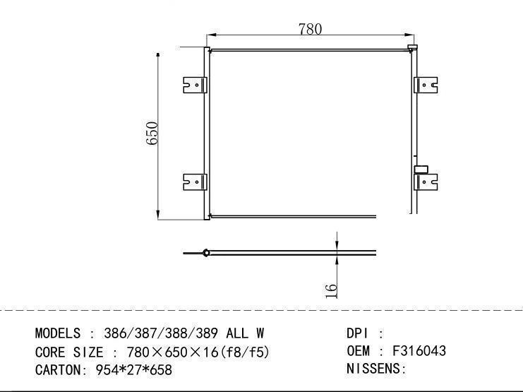 F316043 Condenser for NORTH AMERICA 386/387/388/389 ALL W