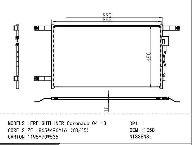 1E5865/1E6069 Condenser for NORTH AMERICA FREIGHTLINER Coronado 04-13