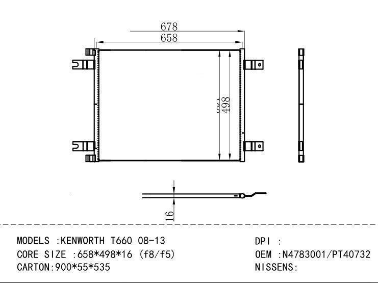 N4783001/PT40732 Condenser for NORTH AMERICA KENWORTH T660 08-13