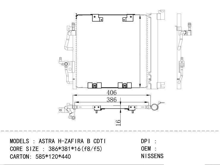 94768 Condenser for OPEL ASTRA H - ZAFIRA B CDTI