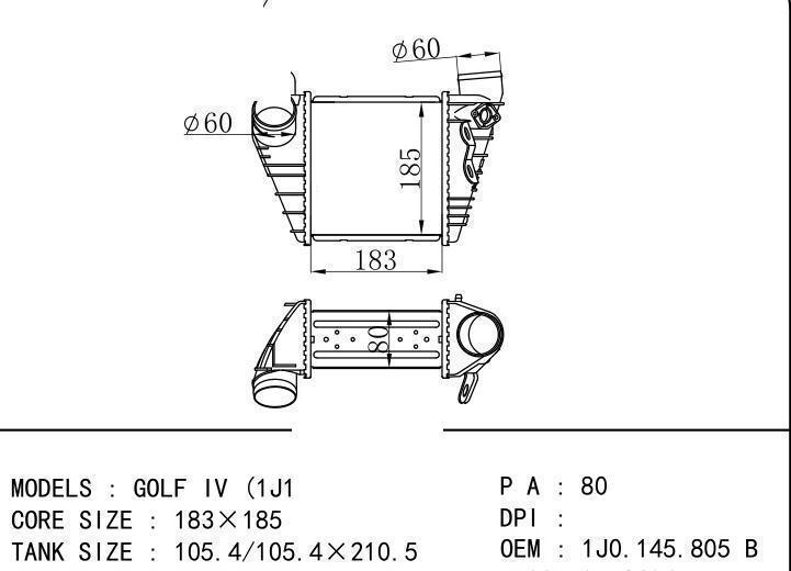 1J0.145.803 S/1J0.145.805 H/1J0.145.805 D/1J0.145.805 B car Intercooler for AUDI 