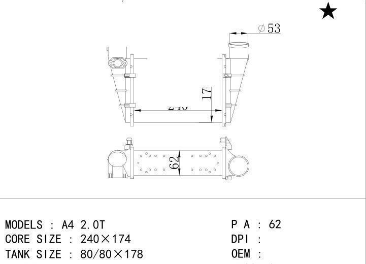  car Intercooler for AUDI AUDI A4 2.0T