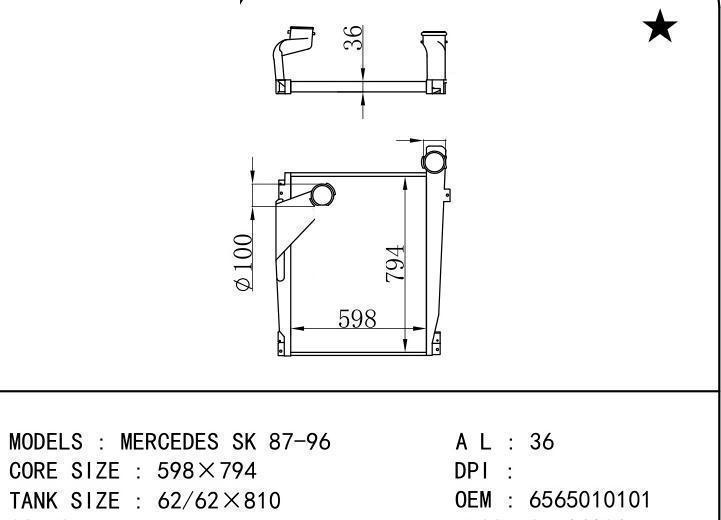 6565010101 car Intercooler for BENZ MERCEDES SK 87-96