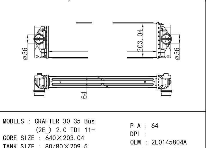 2E0145804A/9065010201/A9065010201 car Intercooler for BENZ SPRINTER 3-t Bus (906)