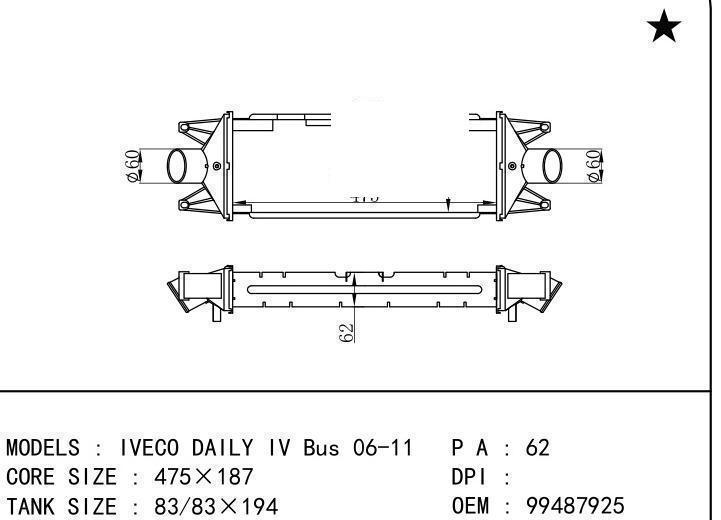  car Intercooler for Iveco