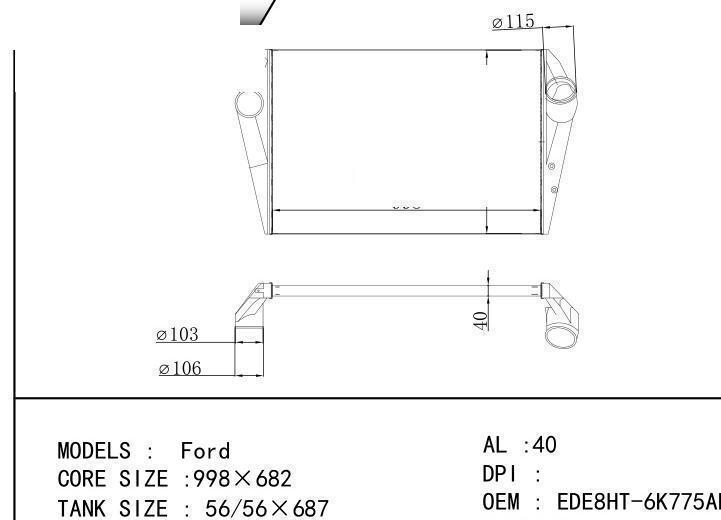 EDE8HT-6K775AF car Intercooler for FORD Ford