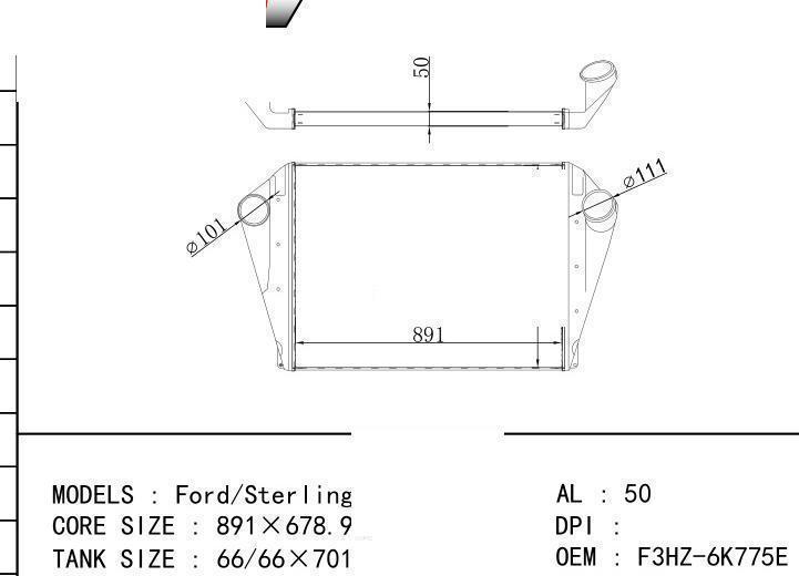 F3HZ-6K775E car Intercooler for FORD Ford/Sterling Models
