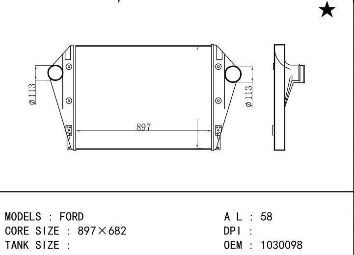 1030098 car Intercooler for FORD FORD