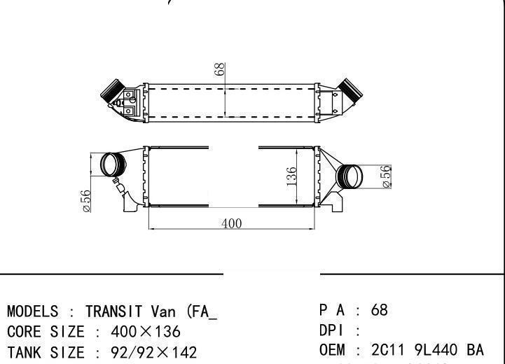 1671445/2C11 9L440 BA/2C11 9L440 BB/4432117/4522846 car Intercooler for FORD TRAN
