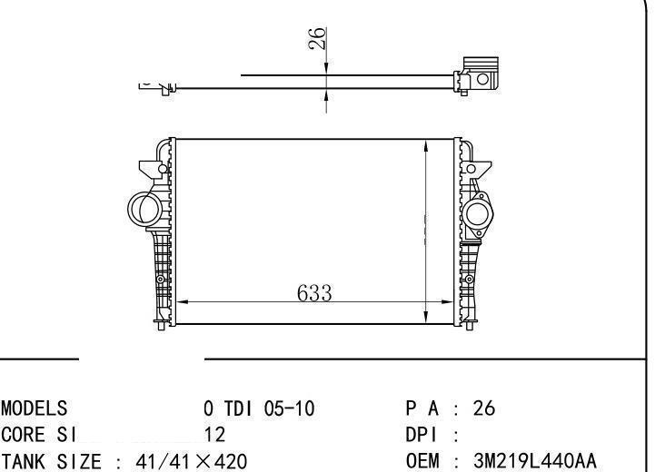 3M219L440AA car Intercooler for FORD GALAXY (WGR) 1.9 TDI 03-06