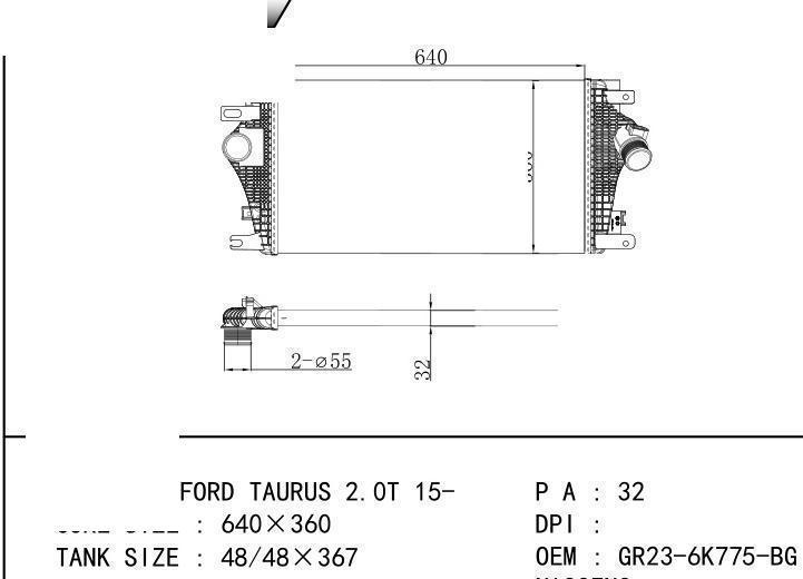 GR23-6K775-BG car Intercooler for FORD FORD TAURUS 2.0T 15-
