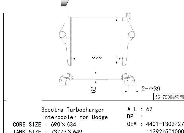 4401-/1302/2711292/5010002 car Intercooler for GM,DODGE Spectra Turbocharger Inte