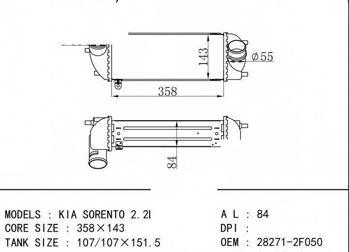 28271-2F050 car Intercooler for HYUNDAI SANTA Fé II (CM) 2.0 CRDi 10-/SANTA Fé 