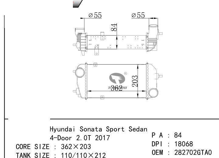 282702GTA0 car Intercooler for HYUNDAI Hyundai Sonata Sport Sedan4-Door/2.0T 2017