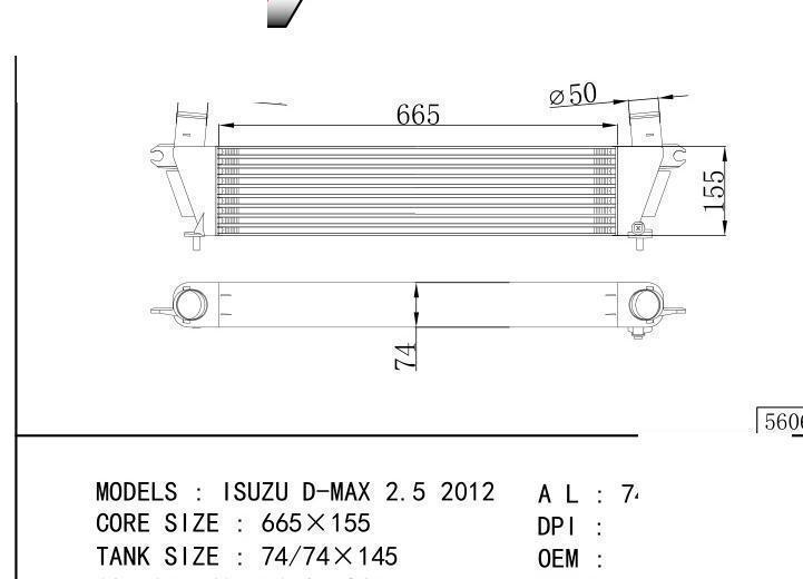  car Intercooler for ISUZU ISUZU D-MAX 2.5 2012