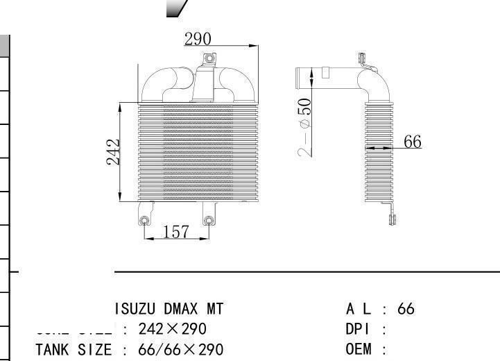  car Intercooler for ISUZU ISUZU DMAX MT