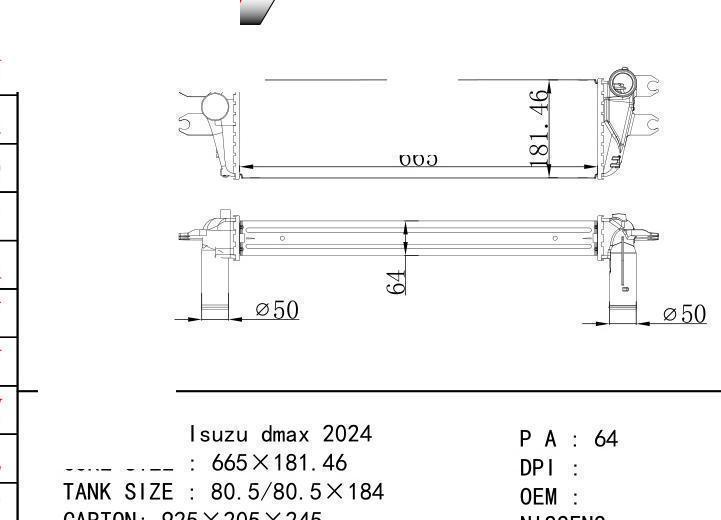  car Intercooler for ISUZU Isuzu dmax 2024