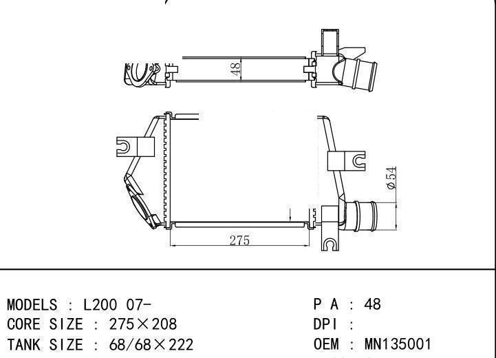 MN135001 car Intercooler for MITSUBISHI L200 07-