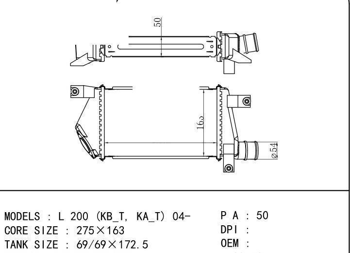 car Intercooler for MITSUBISHI L 200 (KB_T, KA_T) 04-