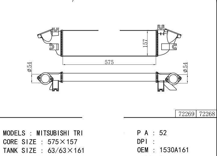 1530A161 car Intercooler for MITSUBISHI MITSUBISHI TRITON/L200 15-