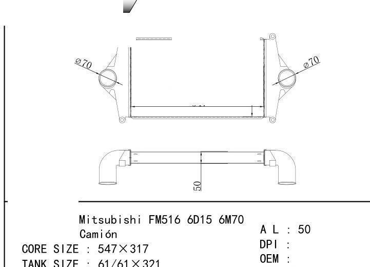  car Intercooler for MITSUBISHI Mitsubishi FM516 6D15 6M70 Camión