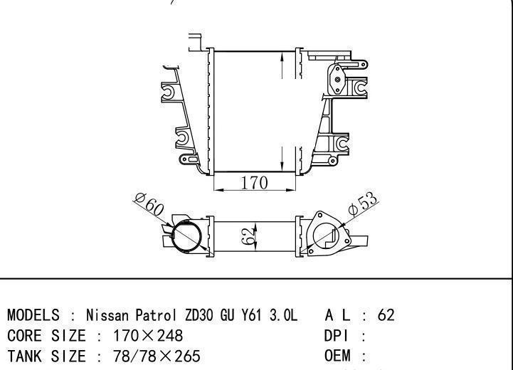  car Intercooler for NISSAN Nissan Patrol ZD30 GU Y61 3.0L