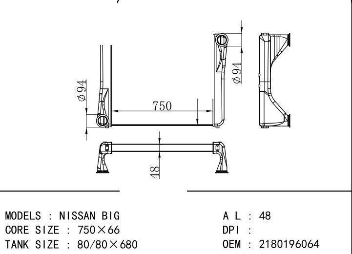2180196064 car Intercooler for NISSAN NISSAN BIG THUMB