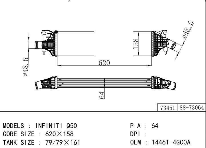 14461-4GC0A car Intercooler for NISSAN INFINITI Q50