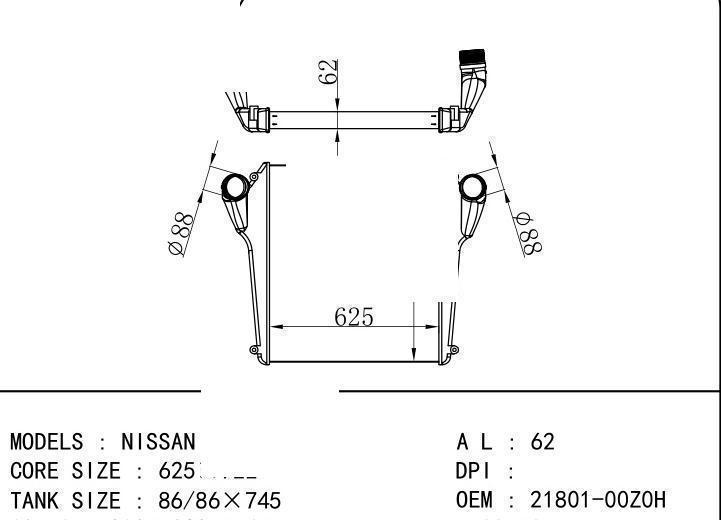 21801-00Z0H car Intercooler for NISSAN NISSAN UD QUON
