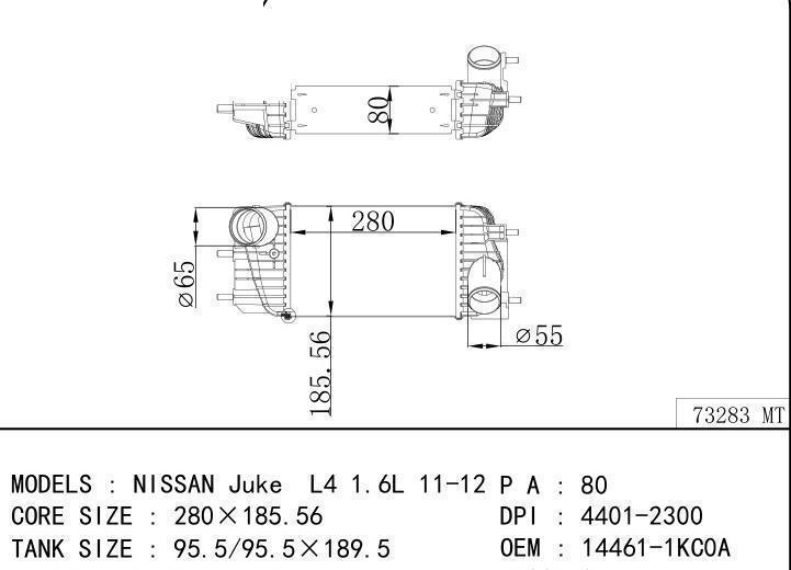 14461-1KC0A/14461-1KC0B car Intercooler for NISSAN NISSAN Juke L4 1.6L 11-12
