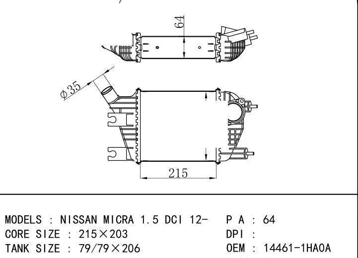 14461-1HA0A car Intercooler for NISSAN NISSAN MICRA 1.5 DCI 12-