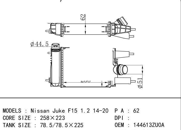 144613ZU0A car Intercooler for NISSAN Nissan Juke F15 1.2 14-20