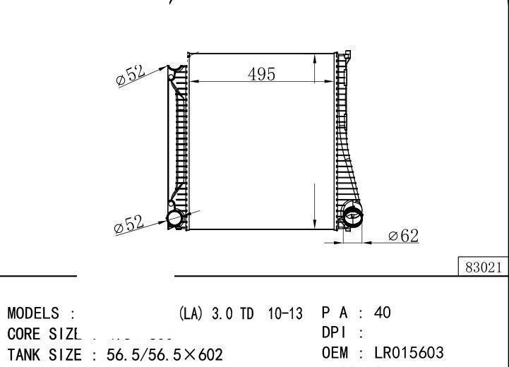 LR015603 car Intercooler for RENAULT DISCOVERY IV (LA) 3.0 TD  10-13