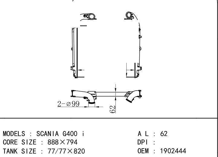 1902444 car Intercooler for SCANIA SCANIA G400 i