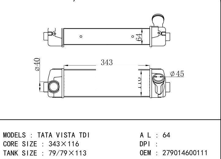 279014600111 car Intercooler for TATA TATA VISTA TDI