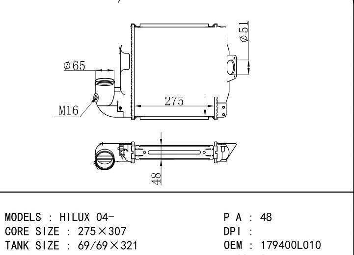 179400L010 car Intercooler for TOYOTA HILUX 04-