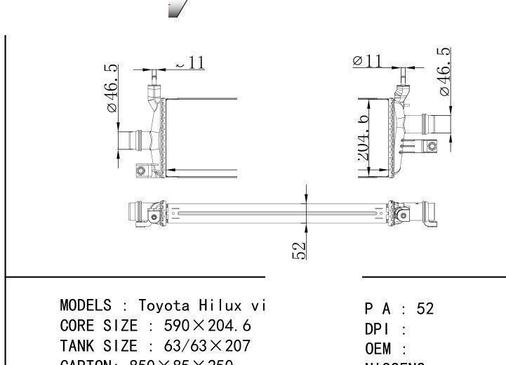  car Intercooler for TOYOTA Toyota Hilux vigo 2024