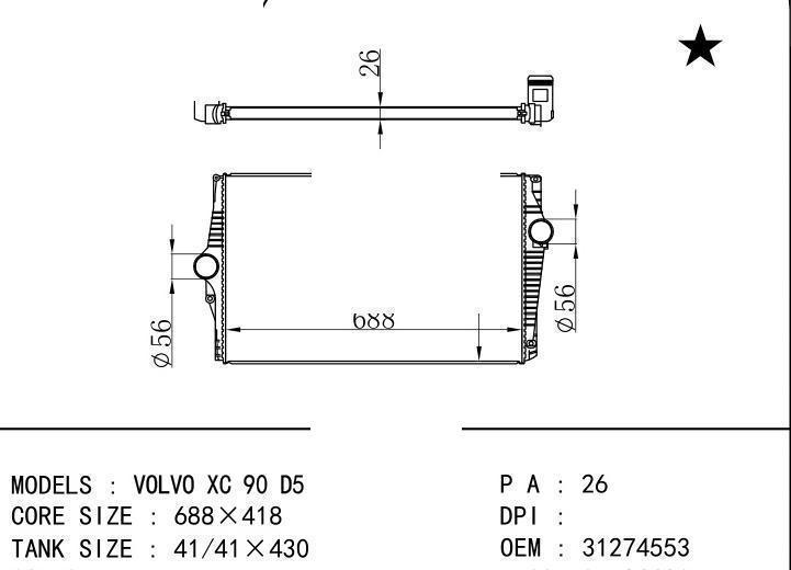 31274553/30741579/30748808 car Intercooler for VOLVO XC90 I Estate 02-