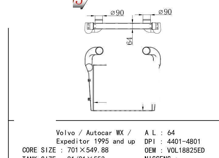 VOL18825ED car Intercooler for VOLVO Volvo / Autocar WX /Expeditor 1995/and up